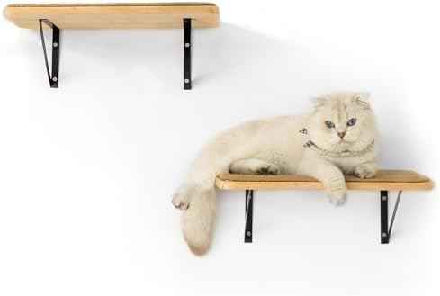 2Pack Wooden Cat Wall Shelves with Sisal Mat,16x9.8 Inch Cat Wall Step