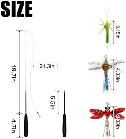 TTcat Cat Feather Wand Toys,Retractable Wand Toy with 3 Simulation