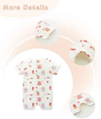 Unisex Summer Trendy 2-Pack Rompers Short Sleeve Zipped Bodysuit
