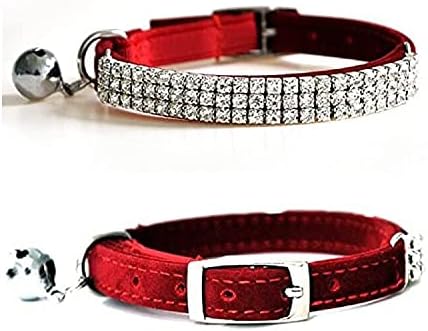 CHUKCHI Soft Velvet Safe Cat Adjustable Collar Bling Diamante - Image 8
