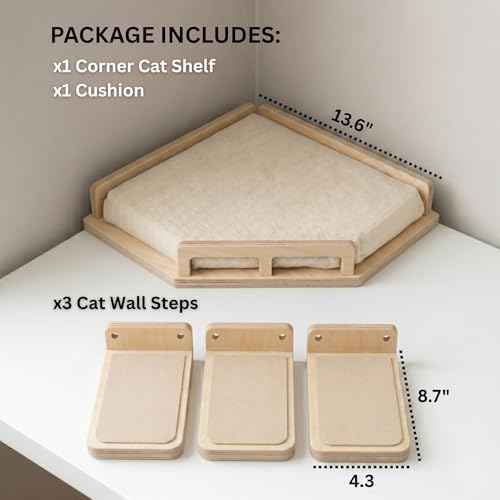 INICIO Cat Wall Shelves and Steps, 4-Piece Wooden Cat Wall Furniture