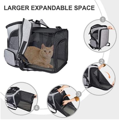 Expandable Cat Carrier Backpack, Large Soft Airline Approved Collapsible Pet Bag - Image 3