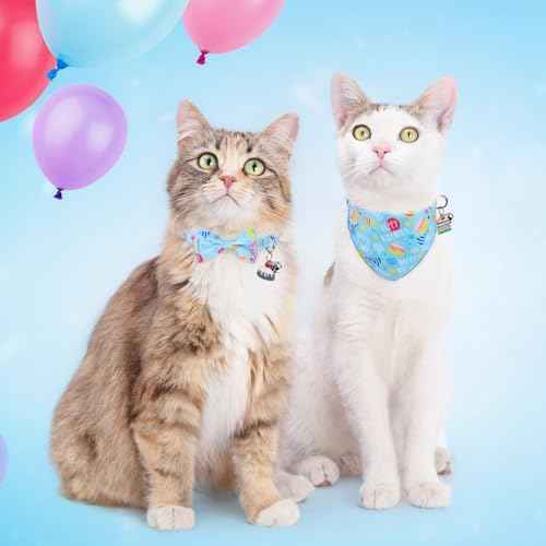 SCENEREAL Cat Bandana Collars for Birthday - 2 Pack Breakaway Kitten