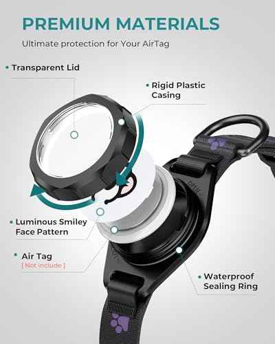 Dog Collar with Airtag Holder, IP67 Waterproof Reflective AirTag Dog