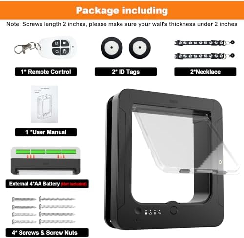 Smart Cat Door for Interior & Exterior, Cat Pet Door with 3 Collar