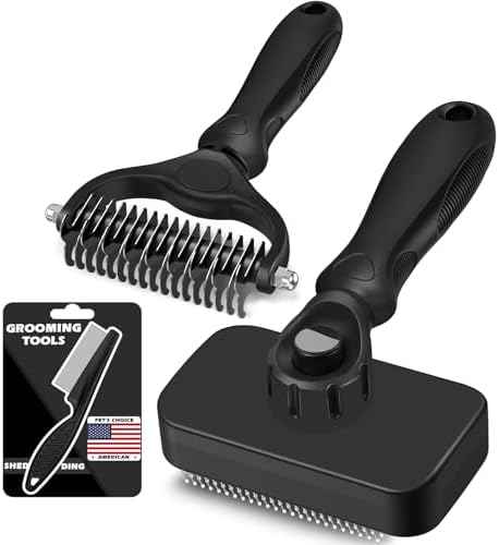 3PCS Self Cleaning Slicker Brush & Pet Grooming Rake & Flea Comb for