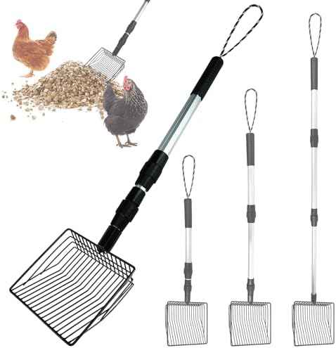 Chicken Poop Scooper 3 in 1 Adjustable Long Handle Litter Metal Scoop