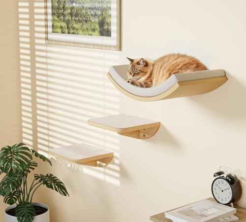 Cat Wall Shelf with Curved Hammock Bed, Wall Mounted Cat Perch