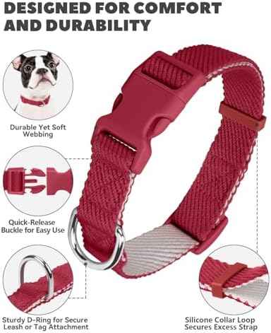 Dynmeow Soft and Breathable Cotton Dog Collar, Durable Adjustable Pet