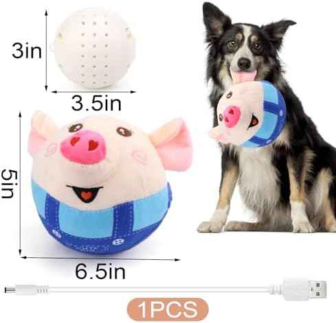 BABORUI Interactive Dog Toys Pig, Jumping Squeaky Dog Toys with