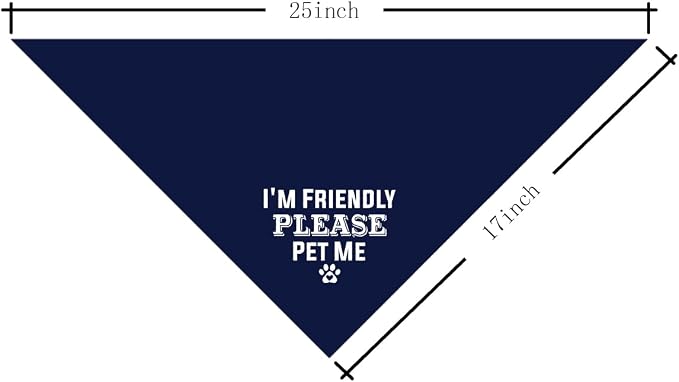 I'm Friendly Please Pet Me Dog Bandana, Dark Blue Dog Bandana, Funny Cute Pet - Image 4