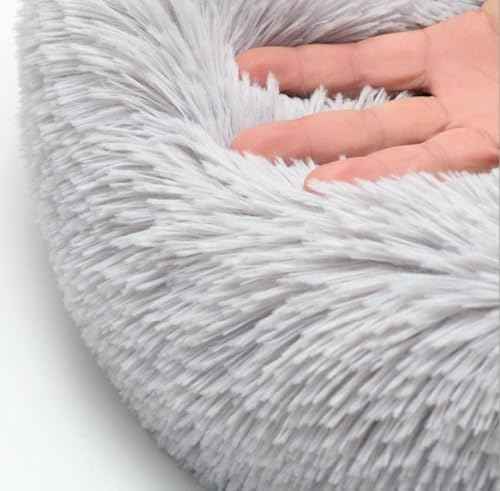 Fluffy Calming Cat Beds for Indoor Cats - Washable Round Dog Beds for