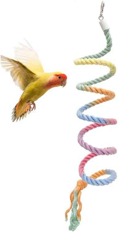 59-Inch Hanging Bird Rope Perch Stand Extra Long Gradient Color Swing
