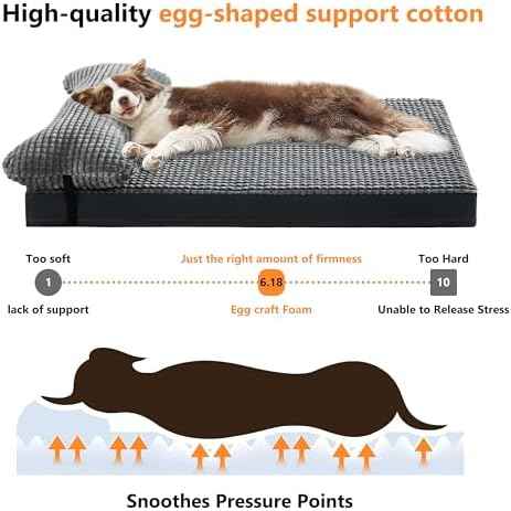 KISYYO Orthopedic L Dog Beds for Large Dogs with Removable Washable