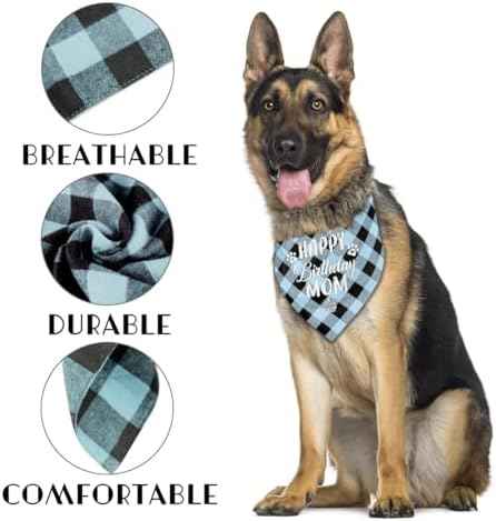 Dog Bandana for Happy Birthday Mom - Classical Plaid Printing Scarf
