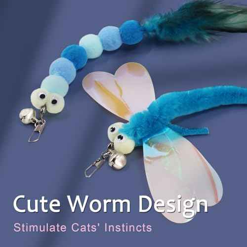 SONGWAY Cat Wand Toys for Indoor Cats - Cat Toy Set with Retractable