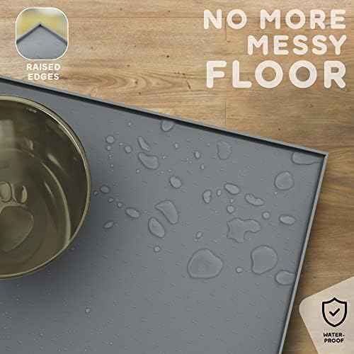 Dog Food Mat - 28x18 Raised Edges Dogs Mat for Food and Water Prevent