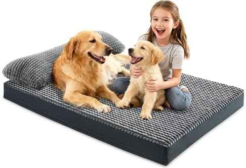 KISYYO Orthopedic L Dog Beds for Large Dogs with Removable Washable