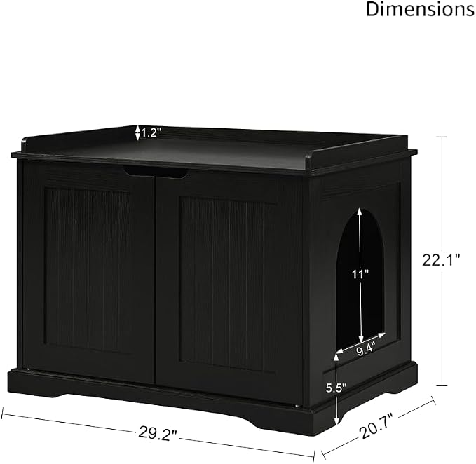 unipaws Black Cat Litter Box Enclosure Furniture, Kitty Hidden Cover, Concealed - Image 7