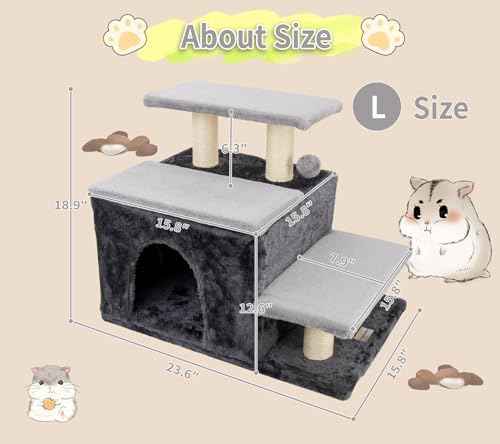 3-in-1 Pet Stairs for Cats for High Bed, Adjustable Dog Steps, Modular