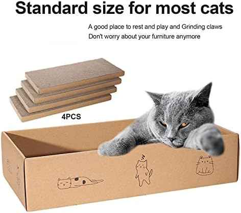 4 Packs in 1 Cat Scratch Pad with Box, Cat Scratcher
