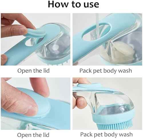 (6 Pcs) ELEGX Pet Grooming Bath Massage Brush with Soap and Shampoo