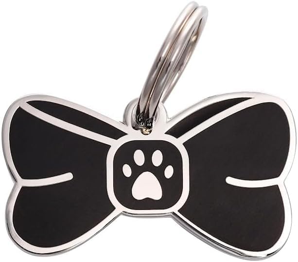 Two Tails Bowtie Pet ID Tag, Personalized Dog Name Tag by TwoTailsPetCompany