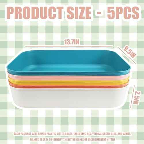 5PCS Small Litter Box, Plastic Kitten Litter Box, 13.9 x 9.8 x 3 Inch