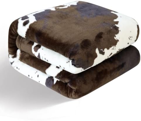 Bnuitland Brown Cow Print Flannel Throw Blanket (50x70 Inches), 300