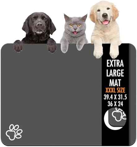 Dog Food Mat, 39.4"x31.5" Largest Absorbent Dog Mat for Food and