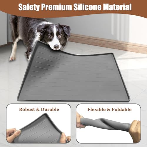 24"x16" Large Dog Food Mat, Silicone Dog and Cat Mats for Food and