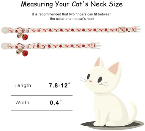 2 Pack Cute Cat Collars - Cartoon Bee Ladybug Breakaway Cat Collar