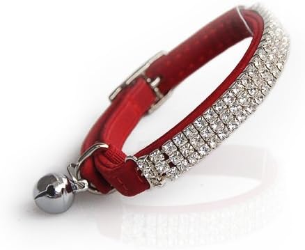 CHUKCHI Soft Velvet Safe Cat Adjustable Collar Bling Diamante - Image 2