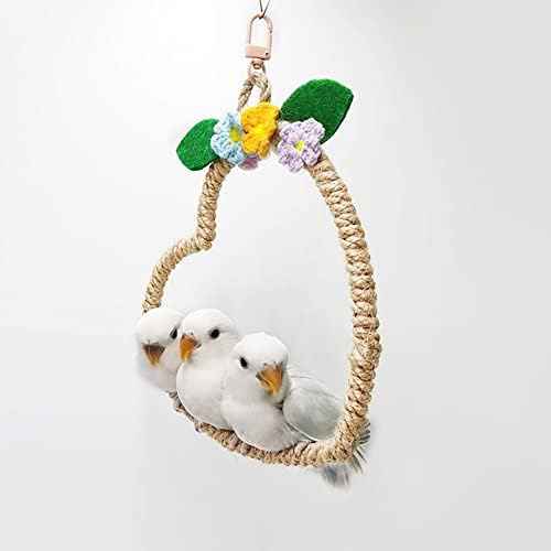 La La Pet® Bird Rope Swing with Hanging Hook Bird Rope Perch Bird