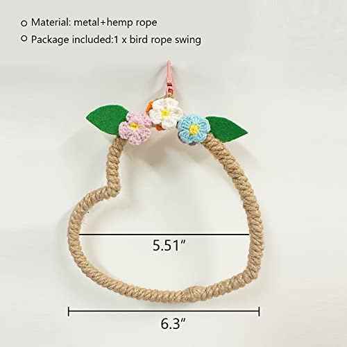 La La Pet® Bird Rope Swing with Hanging Hook Bird Rope Perch Bird