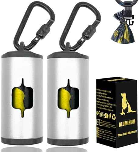 Metal Dog Poop Bag Holder 2-Pack w/Leash Clip|Durable