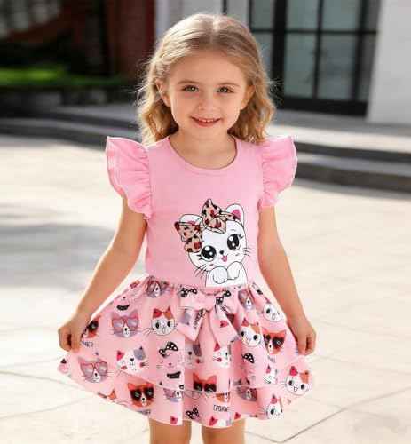 Girls Skirt Set 2 Piece Outfit Toddler Summer Clothes Ruffle Sleeve