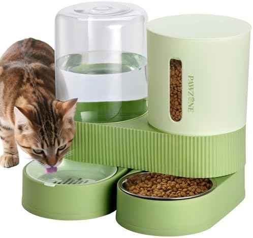 Automatic Cat Feeder Stainless Steel Water Dispenser Gravity Food