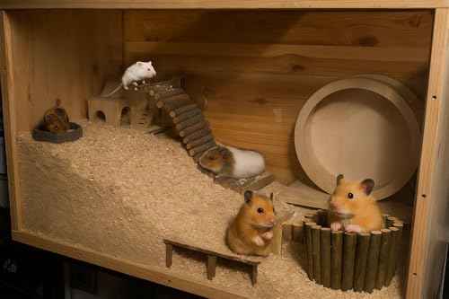 SIMENA Wooden Hamster Suspension Bridge Toy, Hamster Fencing, Natural
