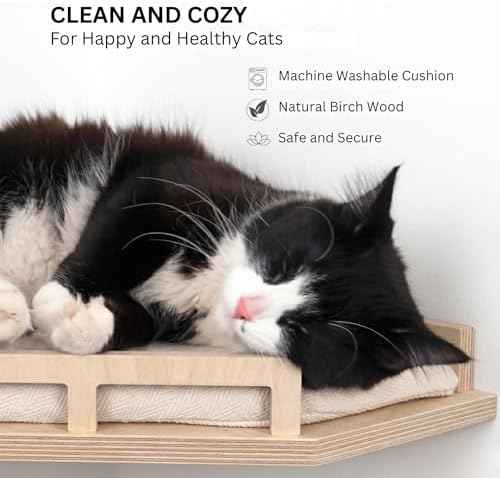 INICIO Cat Wall Shelves and Steps, 4-Piece Wooden Cat Wall Furniture