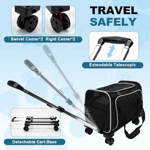 Pet Carrier On Wheels - Airline Approved Expandable Cat Carrier with
