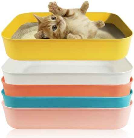 5PCS Small Litter Box, Plastic Kitten Litter Box, 13.9 x 9.8 x 3 Inch