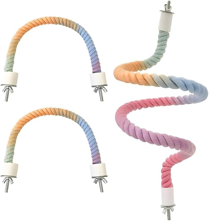 3Pcs Rope Perches for Bird Cages, Rope Perch for Parrots, Cockatiels & Parakeets by Unknown
