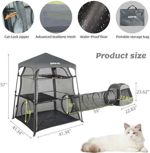 3 in 1 Portable Cat Enclosures with Tunnel & Cat House, Quick Setup
