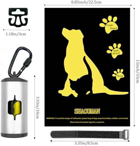 Metal Dog Poop Bag Holder 2-Pack w/Leash Clip|Durable