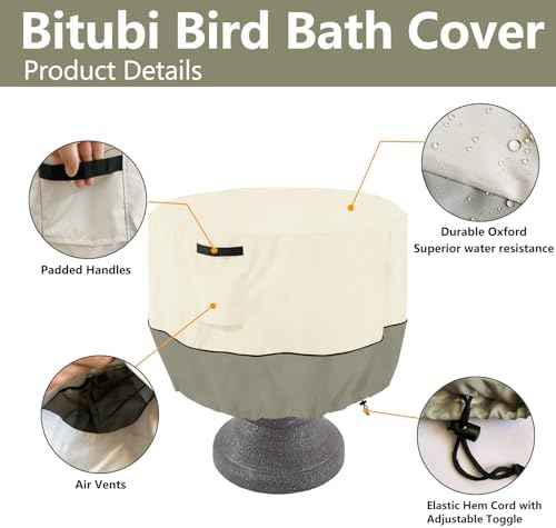 Bitubi Bird Bath Cover(24"x18") 600D Oxford Cloth Garden Fountain