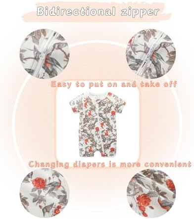 Unisex Summer Trendy 2-Pack Rompers Short Sleeve Zipped Bodysuit