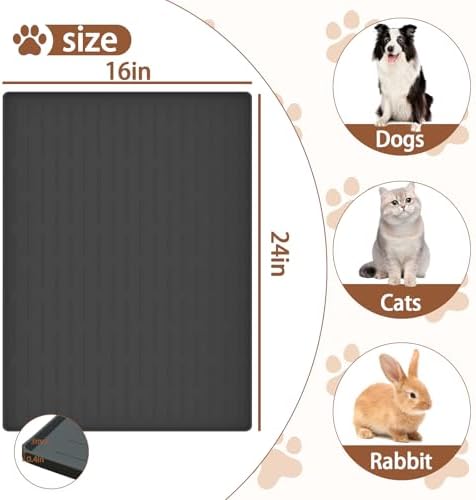 24"x16" Large Dog Food Mat, Silicone Dog and Cat Mats for Food and