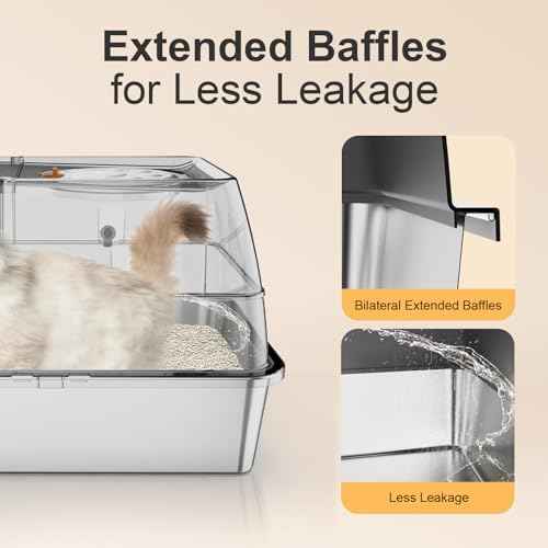 2PACK Stainless Steel Litter Box with Lid, XL Extra Large Litter Box