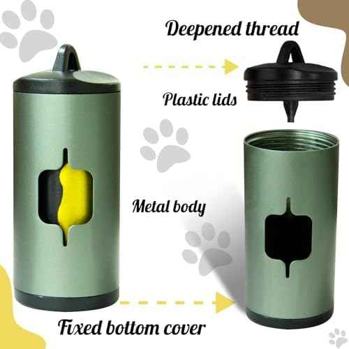 Metal Dog Poop Bag Holder w/Leash Clip|Durable Scratch-Resistant